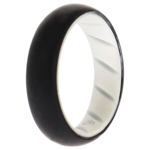 Silicone Wedding BR Solid Ring - White-Black by ROQ for Women - 6 mm Ring